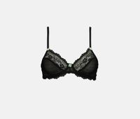 Womens Light Padded Underwire Lace Bra  Black - thumbnail