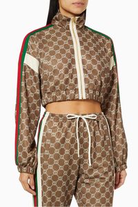 Cropped Zip-up Jacket in Interlocking G Technical Jersey