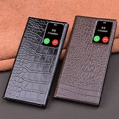 Phone Case For Samsung Galaxy S23 Ultra S22 Ultra Flip Cover Auto Sleep Wake Magnetic Warm Genuine Leather miniinthebox