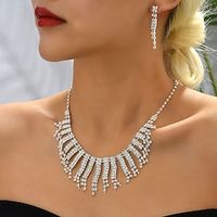 Bridal Jewelry Sets 1 set Imitation Diamond Alloy 1 Necklace Earrings Women's Fashion Simple Elegant Tennis Chain Princess Jewelry Set For Wedding Party Birthday Lightinthebox - thumbnail