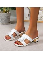 Vintage Chunky Square Toe Low Heel Sandals