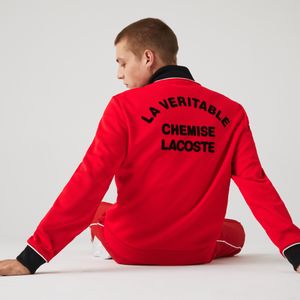 men's lacoste sport contrast accents print zip sweatshirt