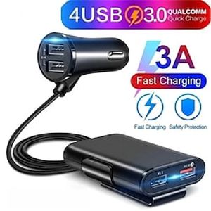 Car Charger Universal 4 Ports USB Car Charger Front Seat Back Seat QC3.0 Quick Charging USB Adapter for Car Charger USB Fast Charger miniinthebox