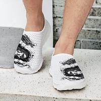 Men's Sneakers Loafers Slip-Ons Print Shoes Light Soles Flyknit Shoes Walking Sporty Casual Outdoor Daily Vacation Mesh Breathable Comfortable Loafer White Army Green Blue Lightinthebox