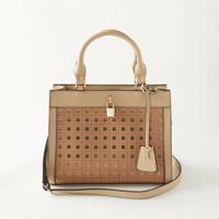 Charlotte Reid Textured Tote Bag with Detachable Strap and Padlock Accent