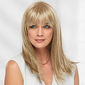 Smooth Straight Long Wig with Blunt Bangs and Razor-Finished Tips/Multi-tonal Shades of Blonde Silver Brown and Red miniinthebox