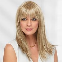 Smooth Straight Long Wig with Blunt Bangs and Razor-Finished Tips/Multi-tonal Shades of Blonde Silver Brown and Red miniinthebox