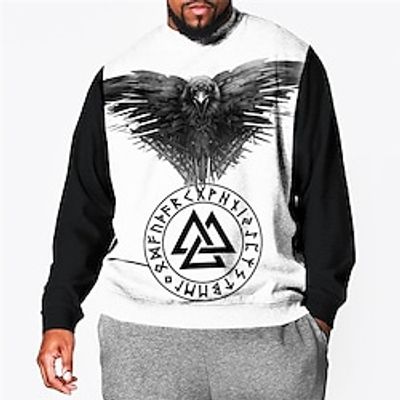 Men's Plus Size Pullover Sweatshirt Big and Tall Graphic Crew Neck Long Sleeve Spring   Fall Basic Fashion Streetwear Comfortable Casual Sports Tops Lightinthebox