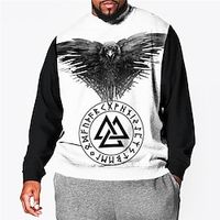 Men's Plus Size Pullover Sweatshirt Big and Tall Graphic Crew Neck Long Sleeve Spring   Fall Basic Fashion Streetwear Comfortable Casual Sports Tops Lightinthebox - thumbnail