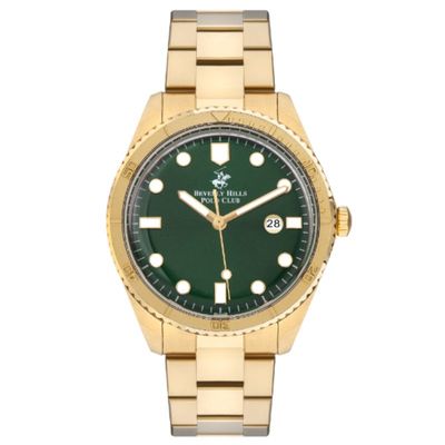 Beverly Hills Polo Club Men's Analog Display Watch & Metal Strap, Gold - BP3407X.170