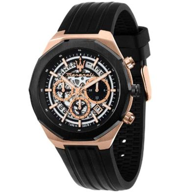 Maserati Stile 45mm Chr Black And Silver Dial Blk Sil S Men's Watch