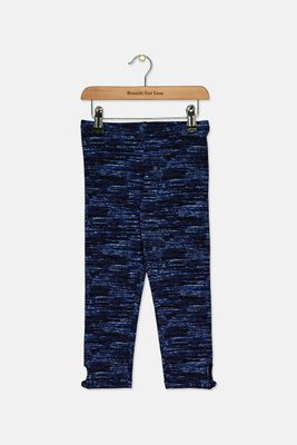 Kids Girls Textured Leggings  Blue