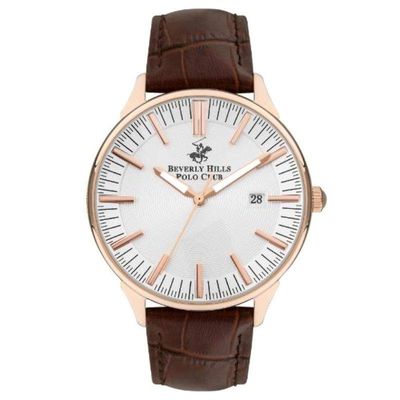Beverly Hills Polo Club Men's Analog Display Watch & Leather Strap, Brown - BP3342X.432