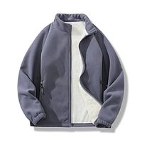 Men's Winter Coat Fleece Jacket Polar Fleece Outdoor Camping  Hiking Windbreaker Warm Zipper Pocket Fall  Winter Color Block Fashion Streetwear Standing Collar Short Black Wine Purple Green Gray Lightinthebox - thumbnail