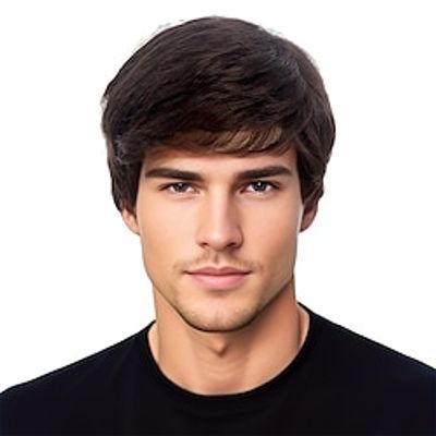 Mens Dark Brown Wig Short Men Wig Curly Men's Wig with Side Swept Bangs Natural Synthetic Full Wig for MaleDaily Party Costume Cosplay Wear Lightinthebox