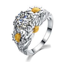 Sunflowers Zircon Gold Platinum Ring