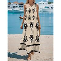 Women's One Shoulder Long Dress Maxi Dress Sleeveless Vacation Bohemia Summer Lightinthebox - thumbnail