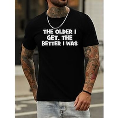 Men's T shirt Hot Stamping Letter Round Neck Casual Daily Print Short Sleeve Tops Simple Basic Black Blue Gray miniinthebox
