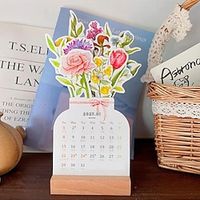 2024 Bloomy Flowers Creative Flower Desk Calendar Monthly Planner Vase Shaped New Year Monthly Planning Calendar Lightinthebox - thumbnail