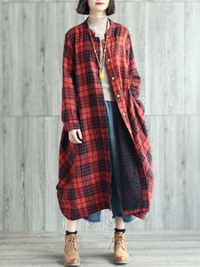 Plaid Print Loose Women Coats