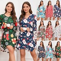 Santa Claus Christmas Dress Fancy Christmas Dress Women's 1950s Christmas Christmas New Year Christmas Eve Adults' Party Christmas New Year Eve Polyester Dress Lightinthebox - thumbnail