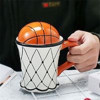 Ceramic Cups Suitable For Breakfast Coffee Cups Milk Cups Creative Basketball Cups With Lids Mugs Gifts Water Cups Student Gifts Funny gift for Valentine's Day super bowl Lightinthebox - thumbnail