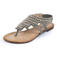 Bohemia Beaded Retro Vintage Chain Clip Toe Slip On Flat Sandals