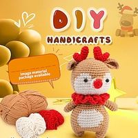 Crochet Kit for Beginners, Crocheting Animals Kits w Step-by-Step Video Tutorials, Knitting Starter Pack for Adults and Kids Handmade DIY Knitted Wool with Deer Doll Hook Music Material Bag Lightinthebox - thumbnail