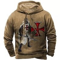 Men's Pullover Hoodie Sweatshirt Brown Hooded Graphic Prints Print Daily Sports 3D Print Basic Streetwear Designer Spring   Fall Clothing Apparel Knight Hoodies Sweatshirts  Lightinthebox - thumbnail