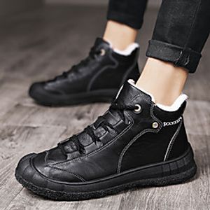 Men's Boots Lace up Retro Snow Boots Vintage Chinoiserie British Daily Outdoor PU Non-slipping Height-increasing Wear Proof Black Brown Winter miniinthebox