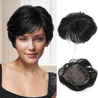 Hair Topper 6.8 x 7 Pixie Cut Short Hair Toppers for Women Fluffy Synthetic Hair Topper Clip in Top Wavy Hair Pieces Natural Black Replacement Wiglets Lightinthebox