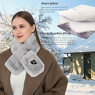 Soft Plush Heated Scarf Solid Color USB Electric Heating Scarf Autumn Winter Warm Coldproof Unisex Cross Tie Scarf Lightinthebox