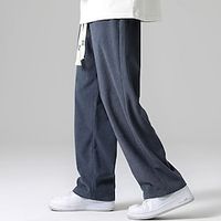 Men's Sweatpants Corduroy Pants Straight Leg Sweatpants Pocket Drawstring Elastic Waist Plain Comfort Breathable Outdoor Daily Going out Fashion Casual Black Khaki Lightinthebox - thumbnail