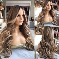 Remy Human Hair 13x4 Lace Front Wig Middle Part Brazilian Hair Loose Wave Multi-color Wig 130% 150% Density Ombre Hair Highlighted / Balayage Hair 100% Virgin Glueless Pre-Plucked For Women Long Lightinthebox