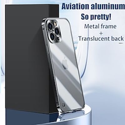 Phone Case For iPhone 15 Pro Max Plus 14 13 12 11 Back Cover Bumper Frame Slim Case Detachable Mirror Transparent Solid Color Retro Acrylic Metal miniinthebox