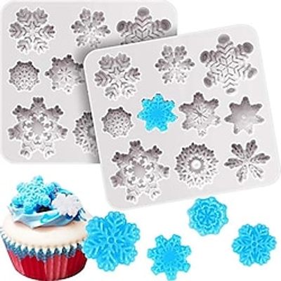 3D Snowflake Silicone Mold Christmas Snowflake Fondant Silicone Mold For Cake Cupcake Decoration Polymer Clay Crafting Projects Lightinthebox
