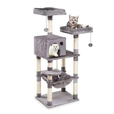 Cozy Paws Large Multi-Level Cat Tree For Indoor With Sisal Scratching Posts & Hammock - 55X45X143 Cm