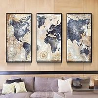 3pcs Modern Artistic Creativity World Map Home Furnishing Frameless Micro Spray Art Oil Painting Wall Decorative Painting Corridor Porch Canvas Painting Poster Hanging miniinthebox - thumbnail