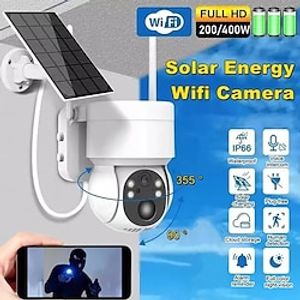 Solar Charging Waterproof Outdoor IP Security Surveillance Cam Wireless WiFi PTZ Camera Speed Dome CCTV Full Color Night Vision Motion Detection Built-in Large Batteries Two-Way Audio Lightinthebox