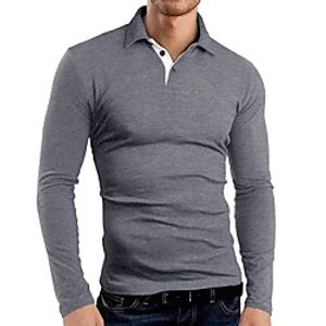 Men's Golf Shirt Tennis Shirt non-printing Solid Colored Long Sleeve Holiday Tops Basic Blue Wine Gray miniinthebox