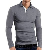 Men's Golf Shirt Tennis Shirt non-printing Solid Colored Long Sleeve Holiday Tops Basic Blue Wine Gray miniinthebox - thumbnail