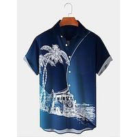 Men's Stylish Holiday Hawaiian Shirts Palm Tree Hippie Beach Easy Care Plus Size Camp Shirts miniinthebox - thumbnail