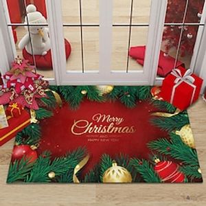 Christmas Door Mat Non-Slip Oil Proof Rug Indoor Outdoor Mat Bedroom Decor Bathroom Mat Entrance Rug Snowman Bell Snowflake miniinthebox