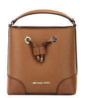 Michael Kors Mercer Small Luggage Pebbled Leather Bucket Crossbody Bag Purse - 28523