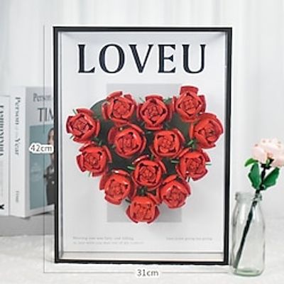 Puzzle Valentine's Day Gift Building Block Black Rose Multi Style Flower Word Small Particles Assembled Bouquet Lightinthebox