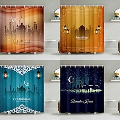 Ramadan Shower Curtain with Hooks, EID Style Fabric Home Decoration Bathroom Waterproof Shower Curtain with Hook Luxury Modern Lightinthebox Ramadan Shower Curtain with Hooks, EID Style Fabric Home Decoration Bathroom Waterproof Shower Curtain with Hook Luxury Modern Lightinthebox