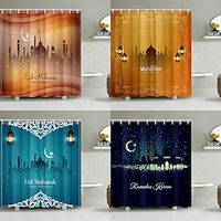 Ramadan Shower Curtain with Hooks, EID Style Fabric Home Decoration Bathroom Waterproof Shower Curtain with Hook Luxury Modern Lightinthebox - thumbnail