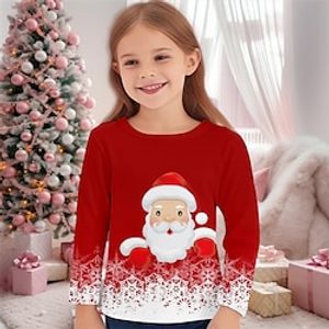 Christmas Girls' 3D Snowflake Tee Shirt Long Sleeve 3D Print Fall Winter Active Fashion Cute Polyester Kids 3-12 Years Crew Neck Outdoor Casual Daily Regular Fit Lightinthebox
