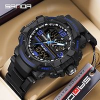 SANDA Men Digital Watch Large Dial Outdoor Sports Casual Luminous Alarm Clock Dual Display Calendar Silicone Watch Lightinthebox - thumbnail