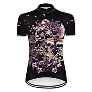 21Grams Women's Short Sleeve Cycling Jersey Summer Nylon Polyester Black Sugar Skull Novelty Skull Bike Jersey Top Mountain Bike MTB Road Bike Cycling Ultraviolet Resistant Quick Dry Breathable Sports miniinthebox